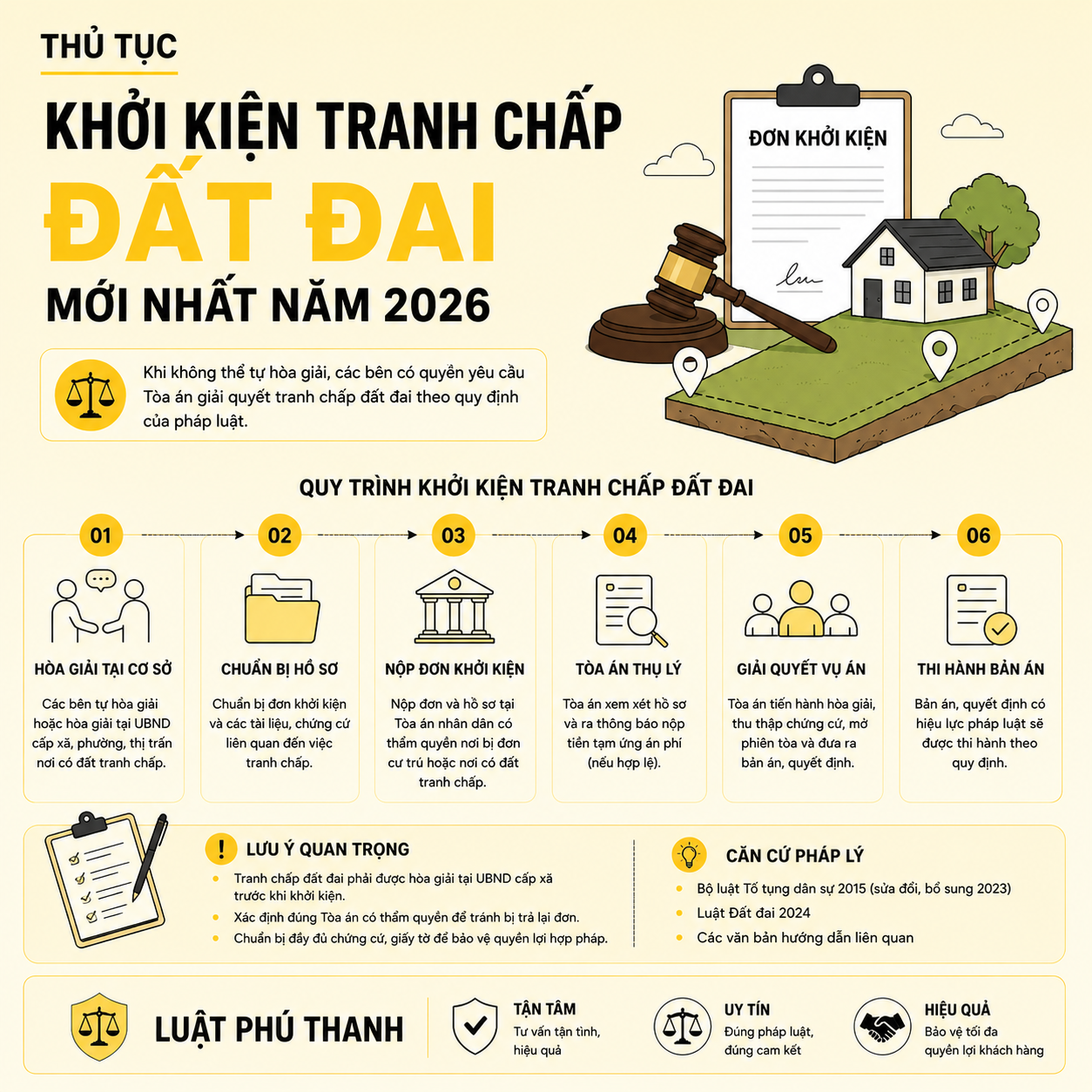 Thủ tục khởi kiện tranh chấp đất đai mới nhất năm 2026